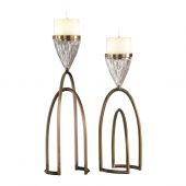 Uttermost Carma Bronze And Crystal Candleholders  2個組