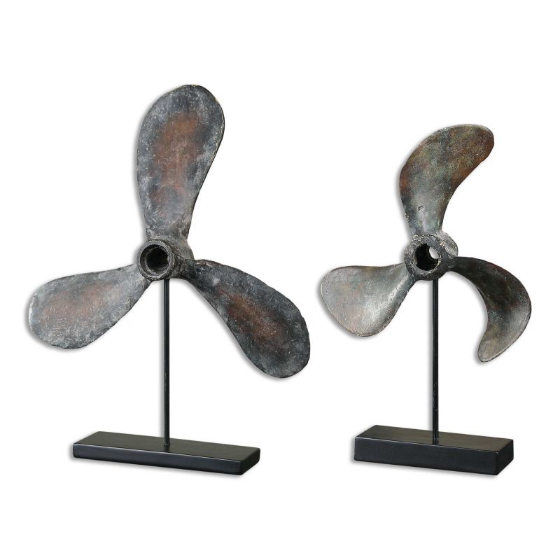 Uttermost Propellers Rust Sculptures  2個組
